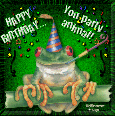 happy birthday you party animal frog · Birthday Animal comments and graphics