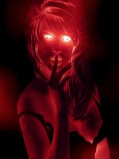 glowing red eyes