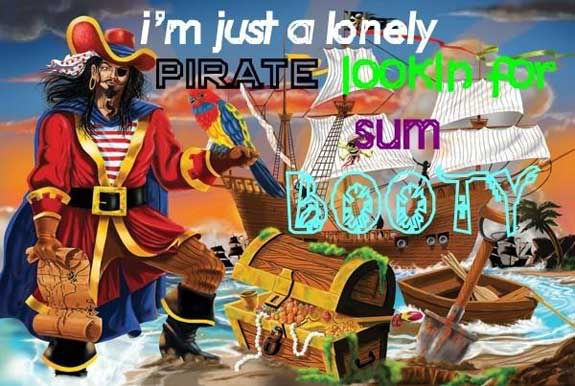 i'm just a loneyl pirate lookin for sum booty