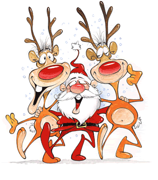 santa and reindeer dancing