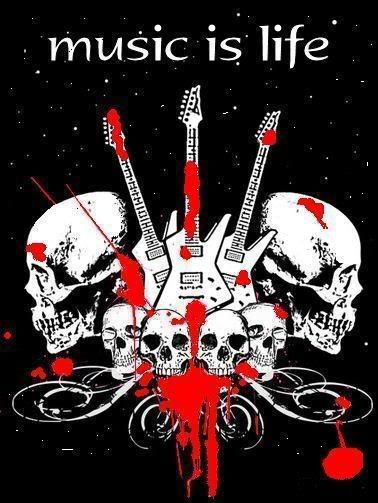 music is life guitars and skulls