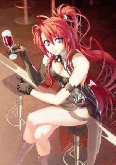 sexy anime girl drinking wine