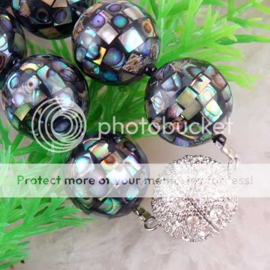 New 15X15MM Abalone Shell Round Ball Beads Necklace Gemstone 1 Strand 