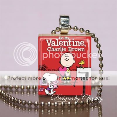 Charlie Brown Snoopy Valentine Hearts Scrabble ♥ Charm Pendant 